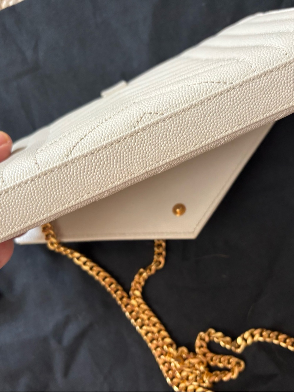 Saint Laurent Cream Quilted Leather Envelope Chain Crossbody Clutch/WOC - Picture 3 of 9